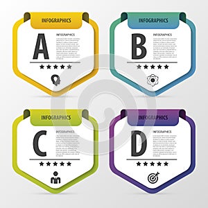 Infographic design template. Business concept with 4 options, parts. Vector illustration