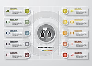 Infographic design template and business concept with 10 options, parts, steps or processes. photo