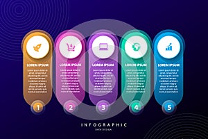 Infographic design template. Business concept presentation, glowing gradient 3d chart, graph, illustration.