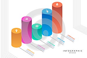 Infographic design template. Business concept presentation, glowing gradient 3d chart, graph, illustration.