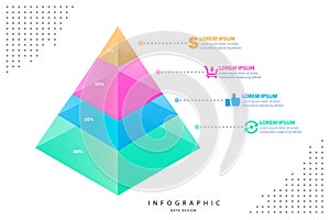 Infographic design template. Business concept presentation, glowing gradient 3d chart, graph, illustration.