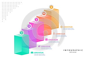 Infographic design template. Business concept presentation, glowing gradient 3d chart, graph, illustration.