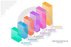 Infographic design template. Business concept presentation, glowing gradient 3d chart, graph, illustration.