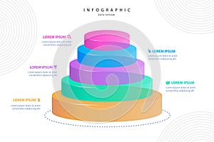 Infographic design template. Business concept presentation, glowing gradient 3d chart, graph, illustration.