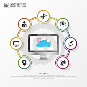 Infographic design template. Cloud with icons. Vector