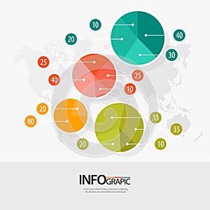 Infographic design template with colorful circles. Can be used for workflow layout, diagram, number options, web design.