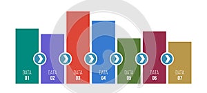 Infographic design template with 7 columns, options, parts or processes