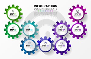 Infographic design template. Creative concept with 9 steps