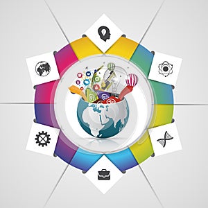 Infographic design template. Creative world. Vector illustration