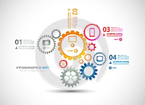 Infographic design template with gear chain.