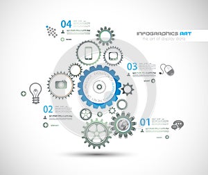 Infographic design template with gear chain.