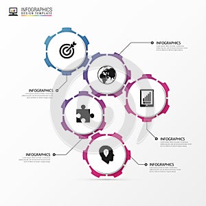 Infographic design template with gears. Business concept