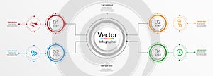 Infographic design template with options and 4 steps. For content, diagram, flowchart,steps, parts, timeline infographics