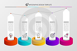 Infographic design template. Organization chart with 5 steps