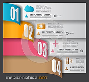 Infographic design template with paper tags.