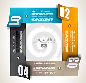 Infographic design template with paper tags.