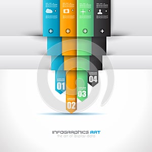 Infographic design template with paper tags.