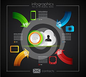 Infographic design template with paper tags.