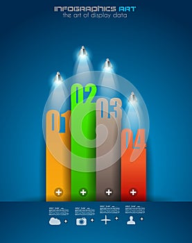 Infographic design template with paper tags.