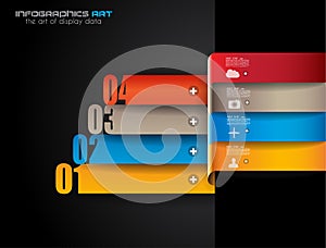 Infographic design template with paper tags.