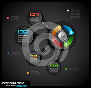 Infographic design template with paper tags.