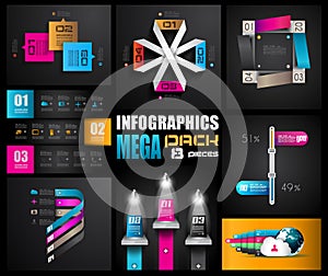 Infographic design template with paper tags.