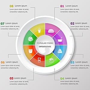 Infographic design template with popular food icons