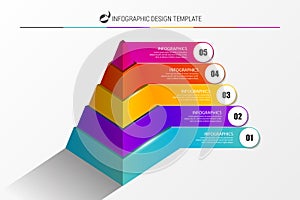 Infographic design template. Pyramid with 5 steps. Vector