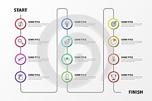 Infographic design template. Timeline concept with 12 steps