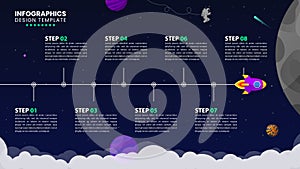 Infographic design template. Timeline concept with 8 steps