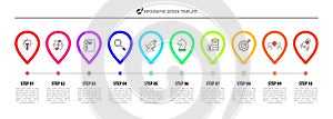 Infographic design template. Timeline concept with 10 steps