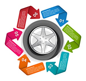 Infographic Design Template. Tire with arrows for brochures and presentations