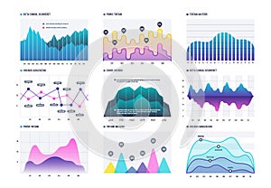 Infographic diagram. Statistics bar graphs, economic diagrams and stock charts. Marketing infographics vector elements