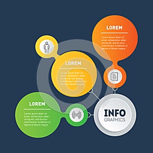 Infographic or diagram of technological or education process with three directions. Brochure design template. Business