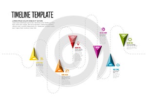 Infographic dotted timeline template with up and down triangle arrows