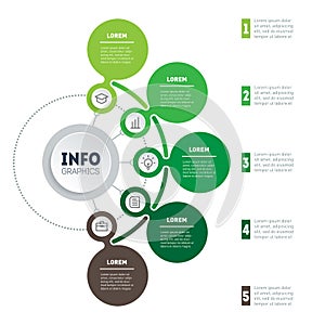 Infographic or eco Business presentation with 5 options. Vector