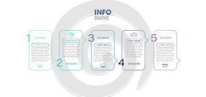 Infographic element with icons and 5 options or steps. Can be used for process, presentation, diagram, workflow layout, info graph