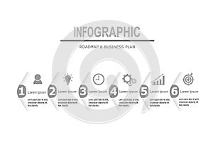 infographic element template, business concept with, 6. steps, minimal shape design for workflow layout, diagram, annual report