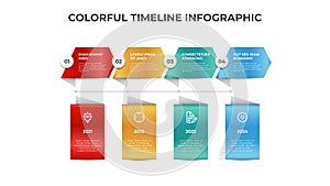 Infographic element template, colorful timeline layout design with 4 point