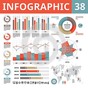 Infographic elements 38. Set of vector design elements in flat style for business presentation, booklet, web site etc.