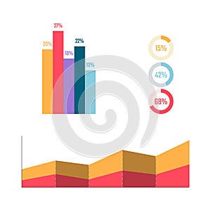 Infographic elements. Bisness graph and diagram. Percent table. Marketing plan in flat style