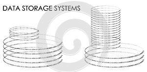 Infographic elements, data storage systems. Isolated vector on white background