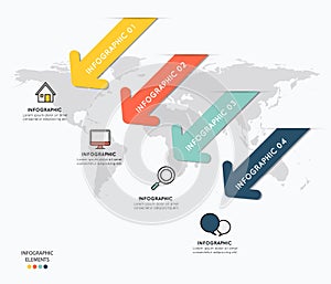 Infographic elements design with icons on map background