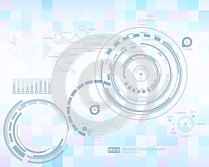 Infographic elements. futuristic user interface HUD. Abstract background with connecting dots and lines. Connection