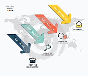 Infographic elements with icons on map background