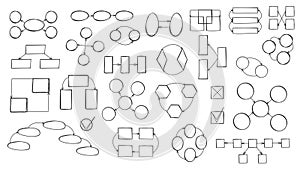 infographic elements, including circles, arrows, and square text boxes. Designed for creating customizable sequence