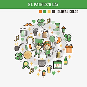 Infographic elements for kids about saint patrick's day