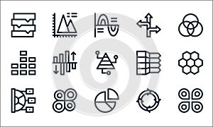 Infographic elements line icons. linear set. quality vector line set such as analytics, pie chart, pie chart, infographics,