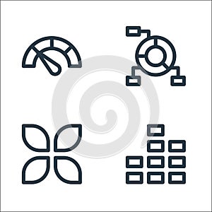 infographic elements line icons. linear set. quality vector line set such as bar chart, leaves, graph