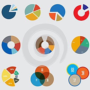 Infographic Elements, pie chart set icon, business elements and statistics